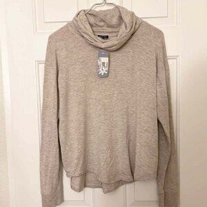 NWT! $128 Splendid Anthropologie  long sleeve cowl neck Beige shirt top XS